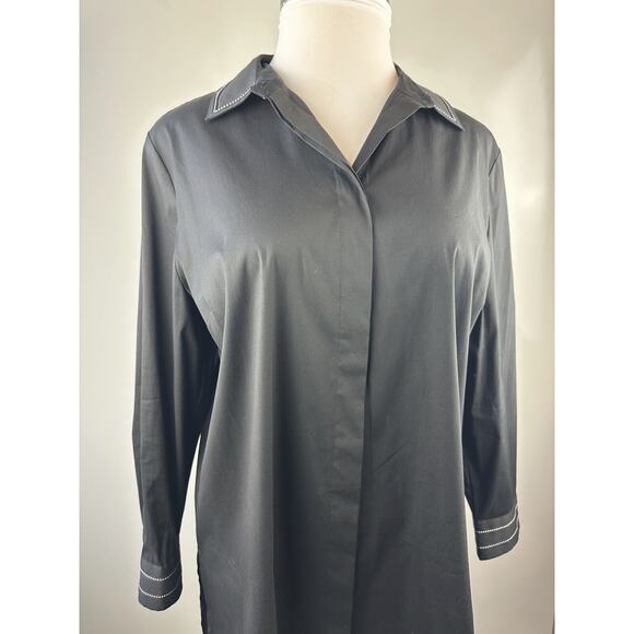 Chico's Contrast Detail Poplin Tunic Top Long Sleeve Button Blouse Size 3 16 18 - Picture 4 of 16